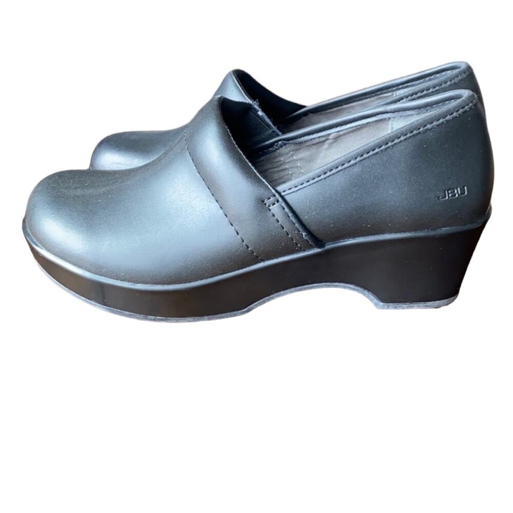 JBU Cordoea black leather upper clog nurse teacher home minimalist neutral